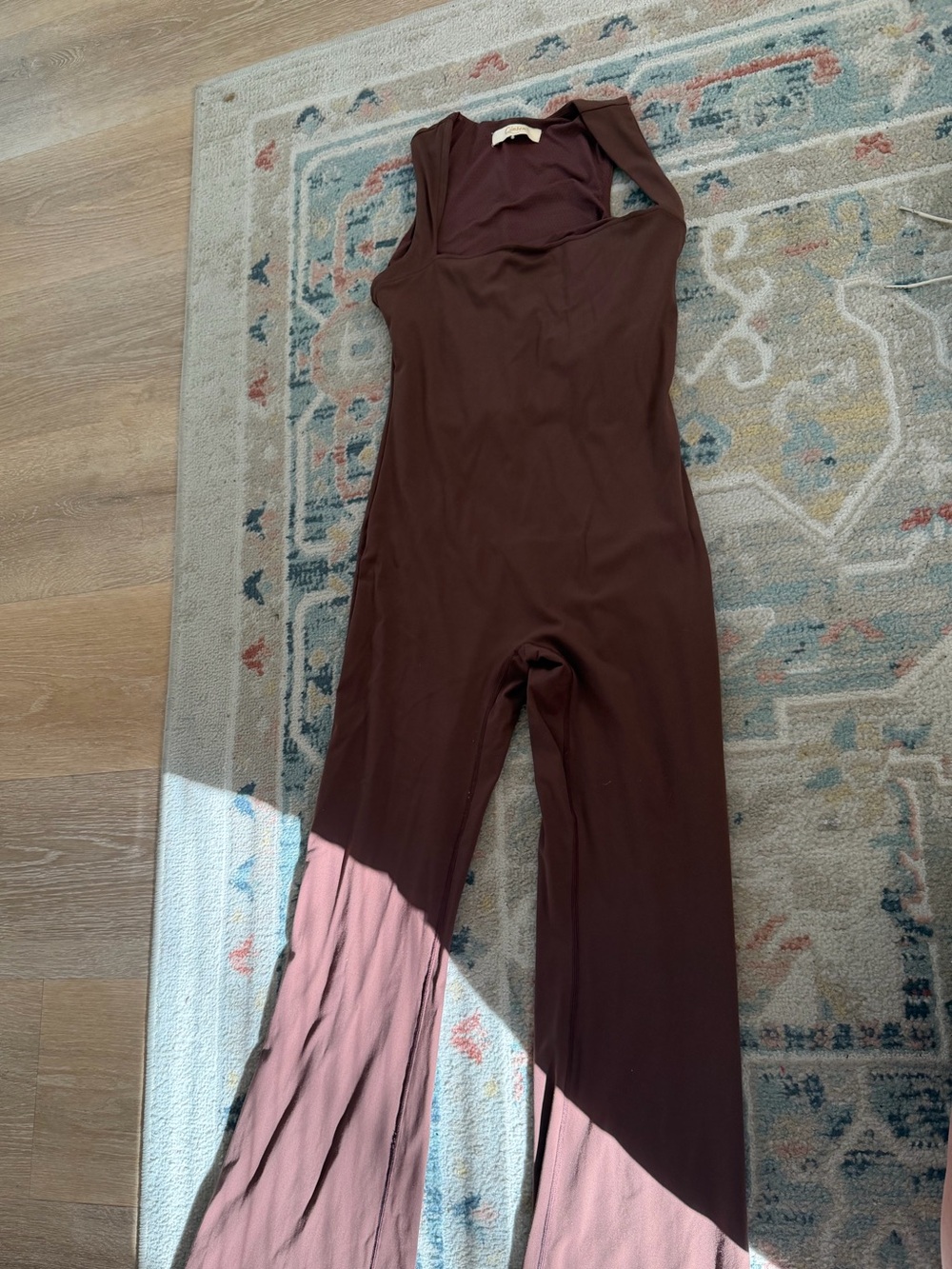 Sleeveless Two-Tone Brown and Mauve Jumpsuit